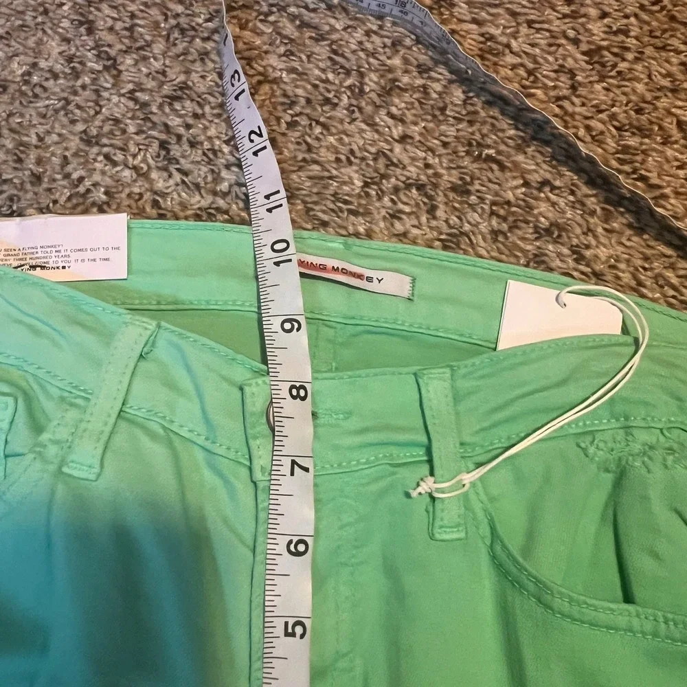 Flying Monkey Women Jeans Mint Green Distressed Skinny Size 29 - Picture 5 of 7